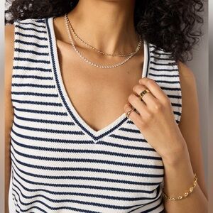 Z Supply Black And Cream Knit Tank Top